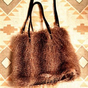 Preloved and Faux Fur from The Limited Fur Purse/Bag